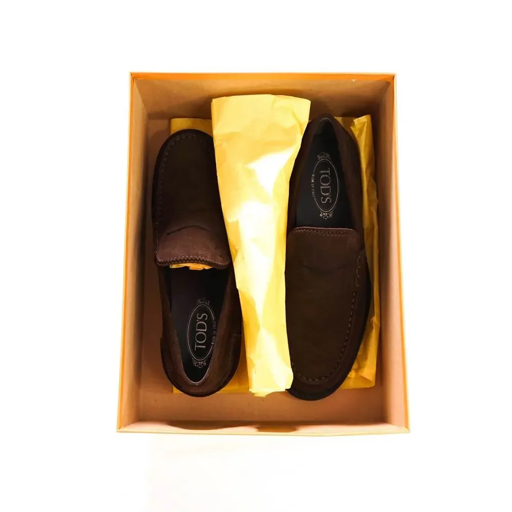 $875 TOD'S - Boston Brown Suede Penny Loafers - US 8 (7UK)